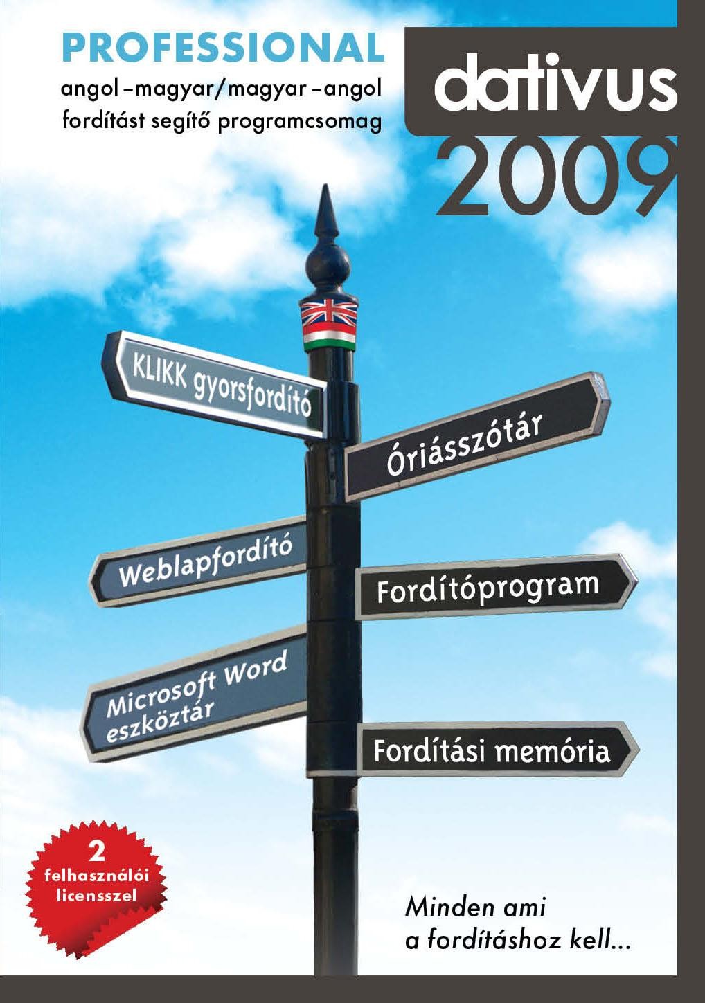 DATIVUS 2009 PROFESSIONAL - ANGOL-MAGYAR, MAGYAR-ANGOL FORDÍTÁST SEGÍTŐ PROG. (2009)