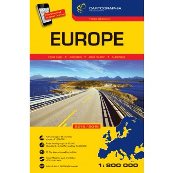 EURÓPA AUTÓATLASZ 2015-2016 (KÖTÖTT) 1:800.000 (2015)